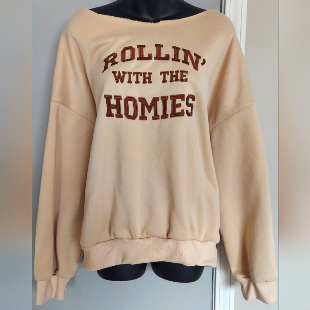 Cut Neck Slouchy Pop Culture Sweatshirt